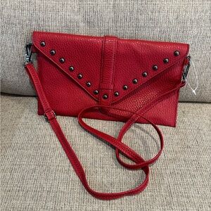 Express Red Studded Envelope Clutch Wristlet